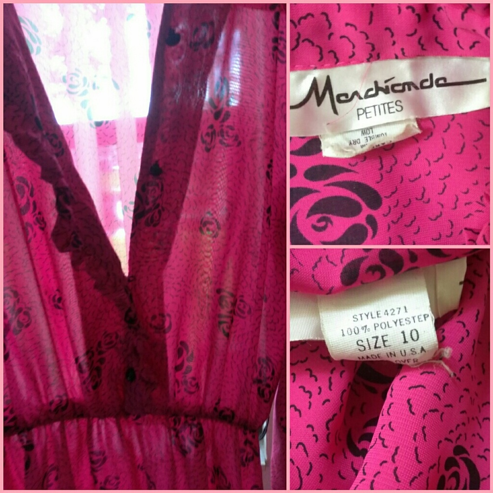 VTG Pink Black Off Center Floral Rose Princess - Picture 4 of 7
